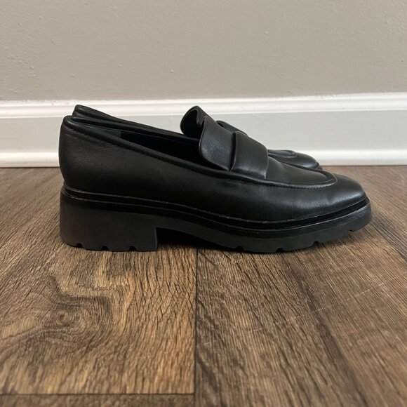 VINCE Robin Leather Loafer Dress Shoe Black Preppy Work Size 8.5 - Picture 4 of 10